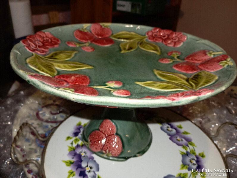 ANTIK  TALPAS TÁL SEMI-PORCELÁN  gyümölcs KÍNÁLÓ  - Art&Decoration