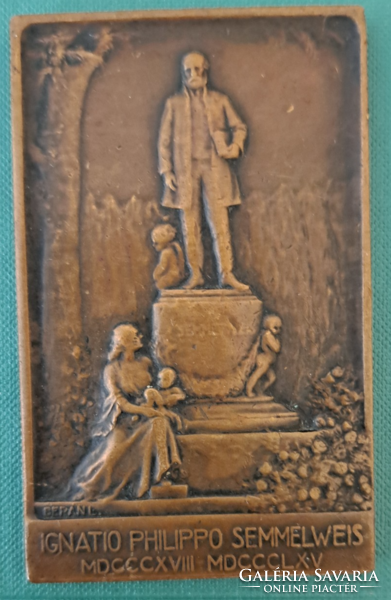 1906. Berán Lajos (1882-1943) Semmelweis a Rókus kórház falán emlékérem (34)