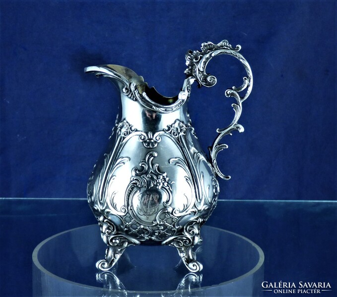 KÁPRÁZATOS, ANTIK EZÜST TEJSZÍNES KIÖNTŐ, NÉMET, CA. 1890!!!