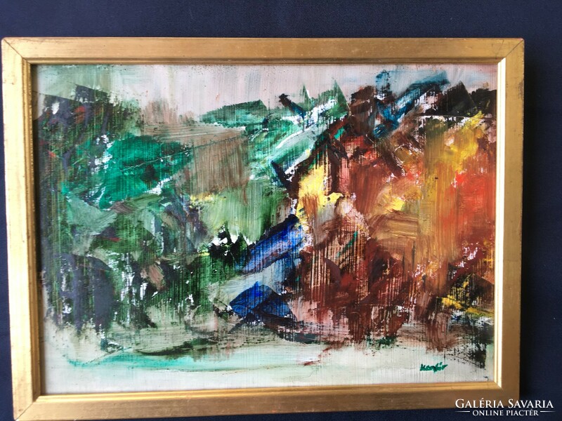 Absztrakt olajfestmény , faroston .