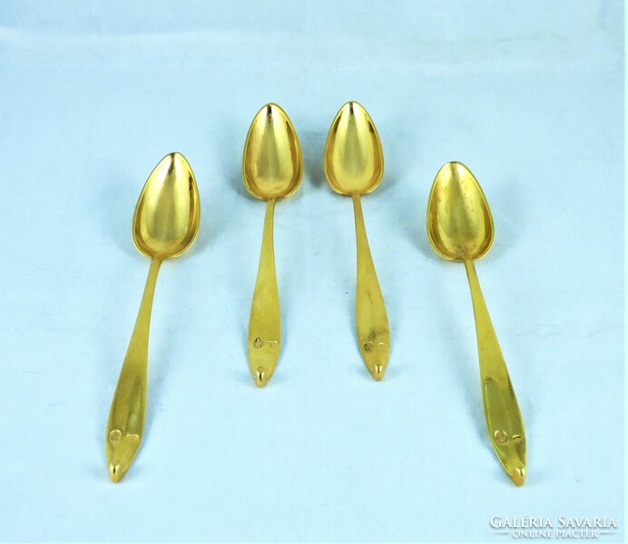 CSODÁLATOS, ANTIK EZÜST, KÁVÉS, TEÁS KANÁL, 4 DB, PEST, 1827!!!