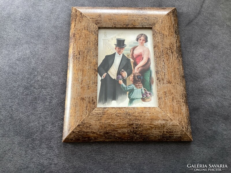 Antik kisméretű nyomat , modern keretben .