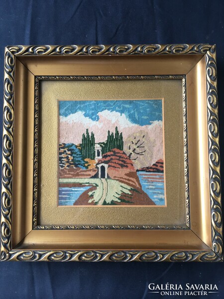 Út a félszigeten , Keretezett , üvegezett gobelin .