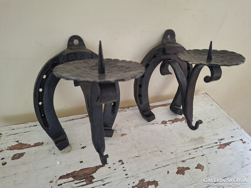 Kovácsoltvas patkó gyertyatartó 2db