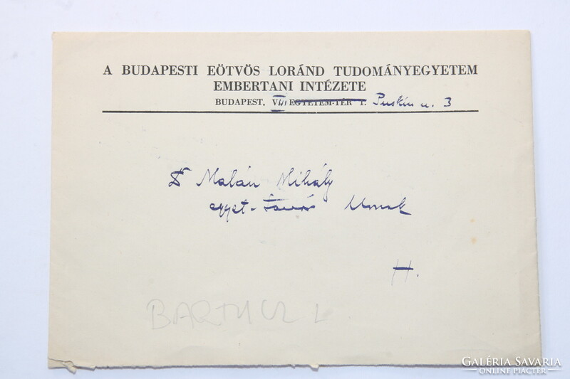 KÉZIRAT - Bartucz Lajos antropológus egyetemi tanár levele Malán Mihályhoz Bartucz fényképével
