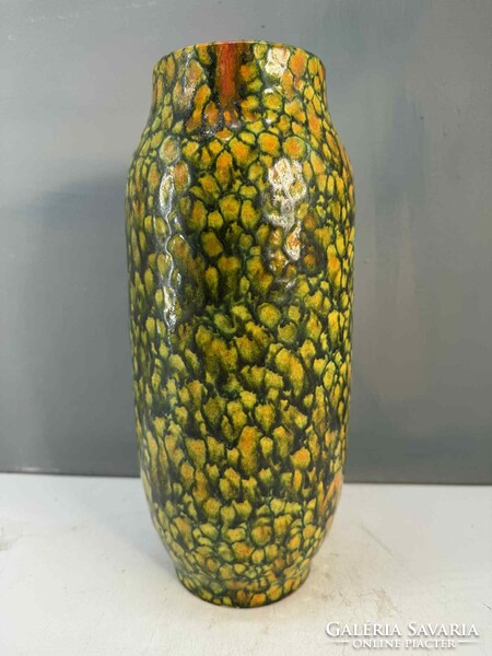 Retro váza, magyar iparművészeti kerámia, jelzett Kornfeld, 29,5 cm, masszív, nehéz