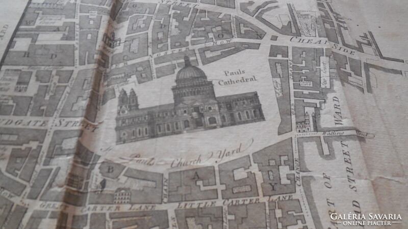 Antik térkép , LONDON 1755.  régi metszet- térkép a belvárosról a Temze Északi partja mentén