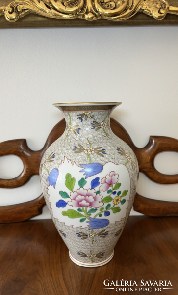 GYÖNYÖRŰ, NAGYMÉRETŰ HERENDI CUBASH MINTÁS PORCELÁN VÁZA