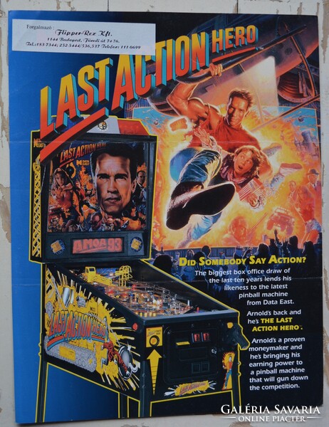 Pinball flyer Data East "Last Action Hero" Flipper reklám prospektus