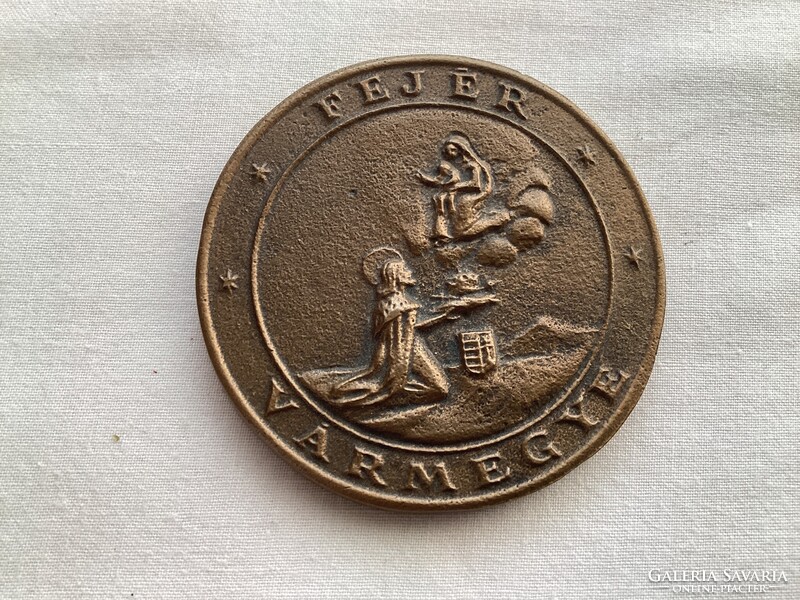 Fejér Vármegye bronz plakett, kisplasztika