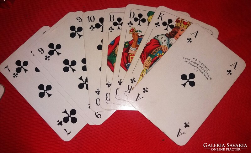 1960'S Régi F. X. SCHMID's MÜNCHEN kártyagyáras BRIDZS kártya dobozával WINSTON USA CIGARETTA