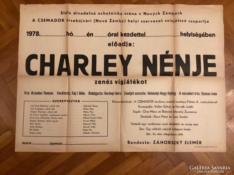 Charley Nénje zenés vígjáték .
