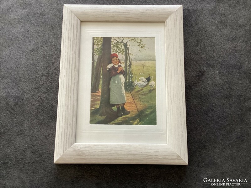 Antik kisméretű nyomat , modern keretben .