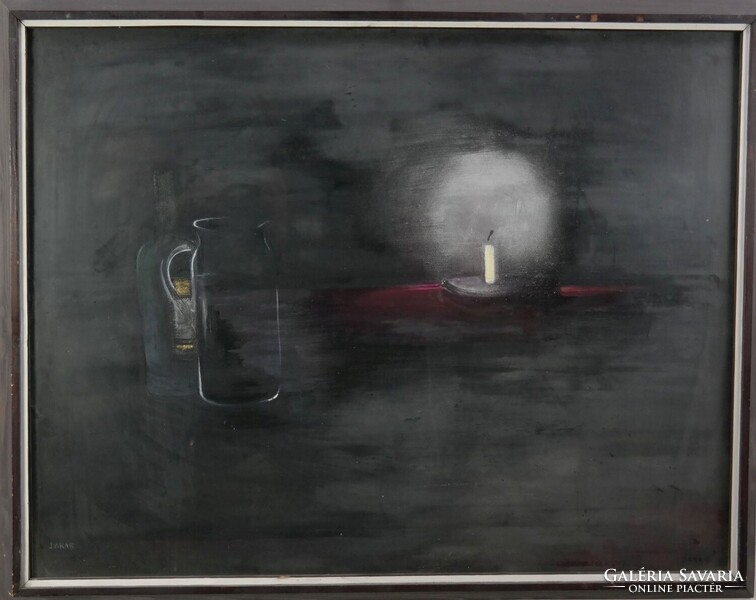 Jakab Eszter: Egyedül, 70x90cm, olaj, fa - 51017