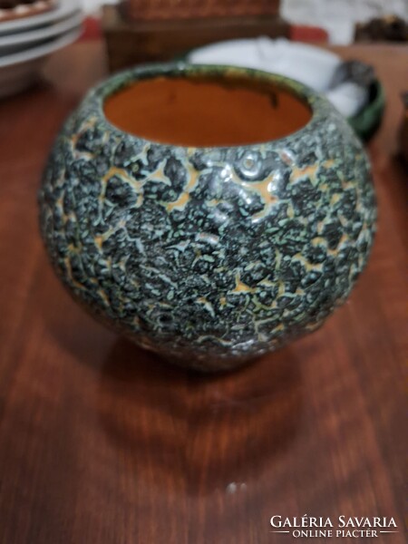 Retró „Fatúró” mázas kerámia gömbváza
