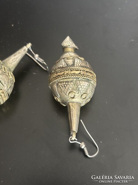 Tuareg / Berber  fülbevaló pár 19. század – amulett formájú, kézi munka, 6 cm