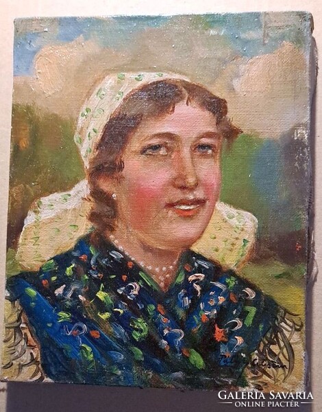 Pállya Celesztin (1864 - 1948) : Menyecske Olaj,vászon .