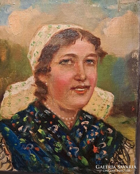 Pállya Celesztin (1864 - 1948) : Menyecske Olaj,vászon .