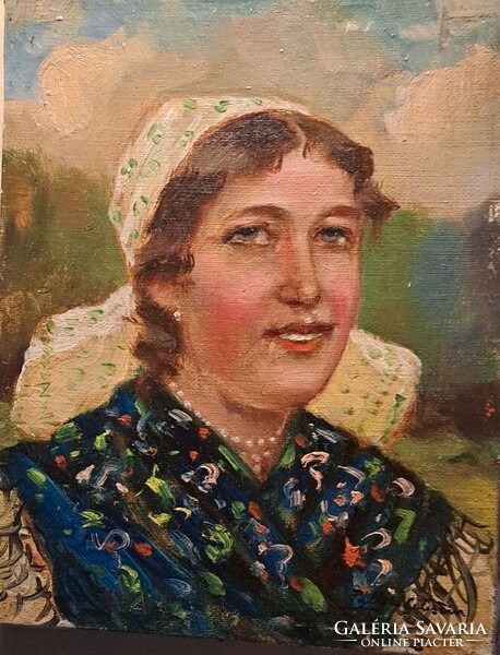 Pállya Celesztin (1864 - 1948) : Menyecske Olaj,vászon .