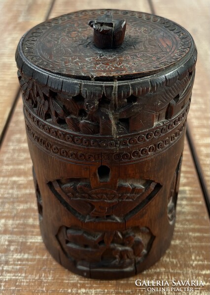 Antik Bambusz kinai teás doboz.