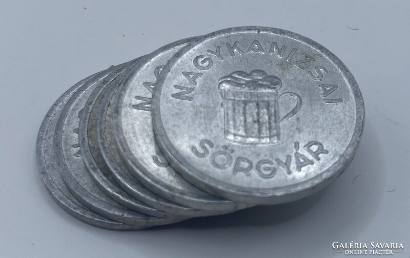 6 db Nagykanizsai sör token, bárca, tikett, zseton