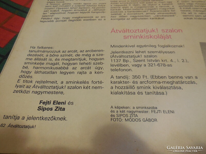 Átváltoztatjuk  !  magazin 11988 évi  1 szám  . Női divat a 80 -as évekből  60 lapon