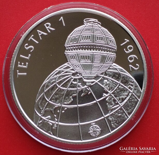 1992 évi 500 Forint tükörveret UNC. Telstar1. 1 uncia 925% ezüst.