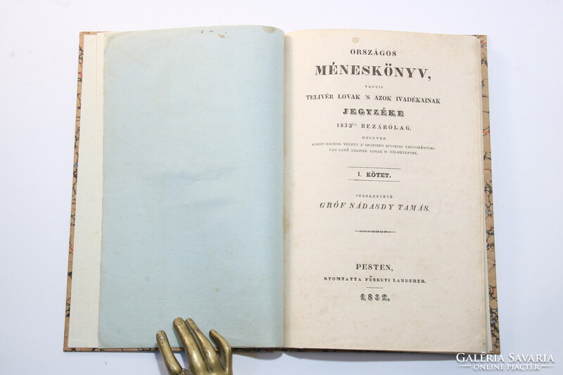 1832 - Gróf Nádasdy Tamás Országos méneskönyv Páratlan ritkaság A lótenyésztés lóversenyzés kezdete!