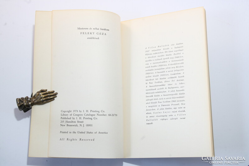 Faludy György Villon balladái. Szalay Lajos rajzaival. Ritka kiadás New Brunswick Hibátlan példány !