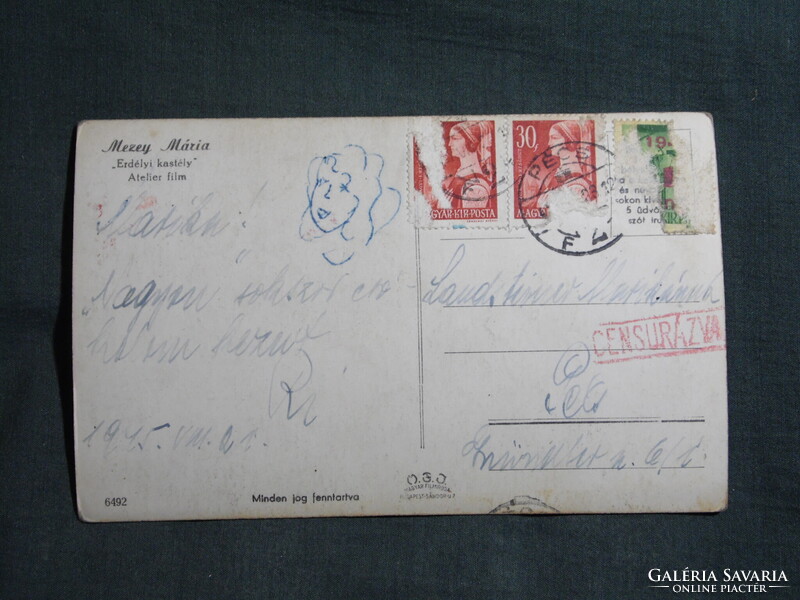 Képeslap,film,mozi,művészet,Mezey Mária színésznő,1940-