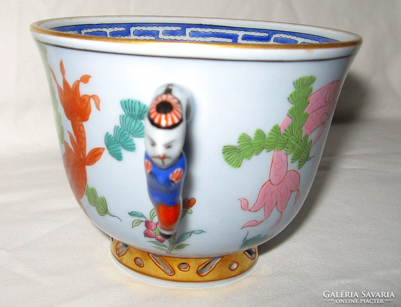 TAVASZI AKCIÓ! CSODÁS HERENDI POISSON CSÉSZE 2 DB MANDARIN FOGÓVAL 1941 HALVÁNYKÉK SZÍNBEN