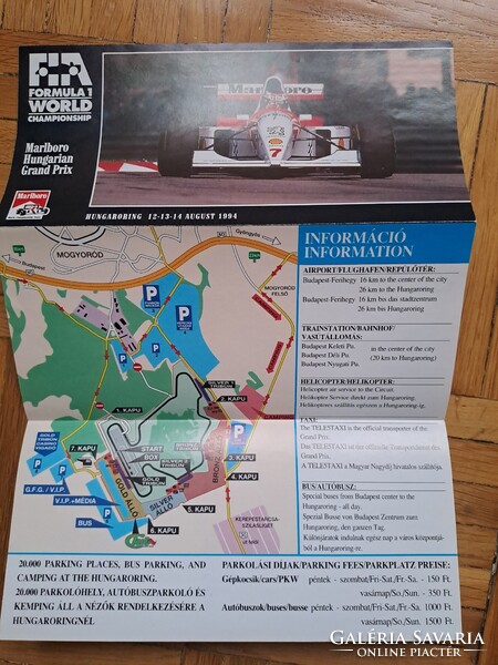Hungaroring,Forma1, Mogyoród.1994 Marlboro Magyar Nagydíj programfüzet,Belépőjegy,