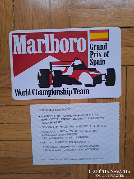 Hungaroring,Forma1, Mogyoród.1994 Marlboro Magyar Nagydíj programfüzet,Belépőjegy,