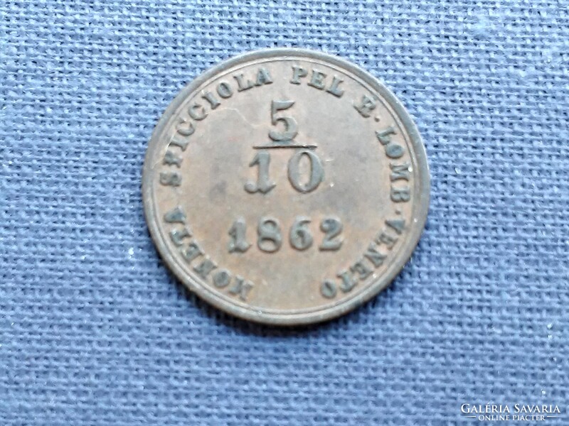 5/10 soldo, 1862, B, extra állapot. Ritka.