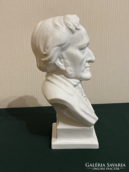 Ritka Herendi fehér Wagner büszt mellszobor 22,5 cm jelzett I. oszt. (P0050)