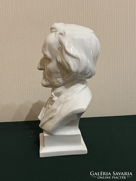 Ritka Herendi fehér Wagner büszt mellszobor 22,5 cm jelzett I. oszt. (P0050)