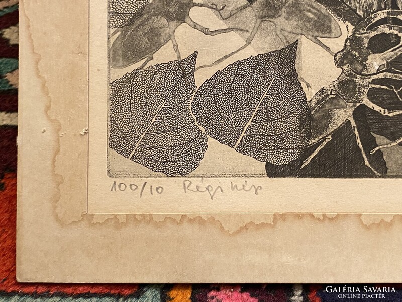 TASSY BÉLA (1942-) RÉGI KÉP, NAGYMÉRETŰ JELZETT RÉZKARC 67 X 49 CM