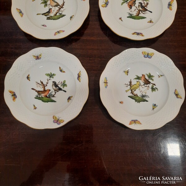 6 db Herendi Rothschild mintás porcelán süteményes tányér készlet