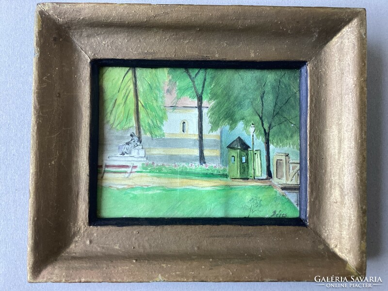 Parkrészlet Anonymus szoborral .