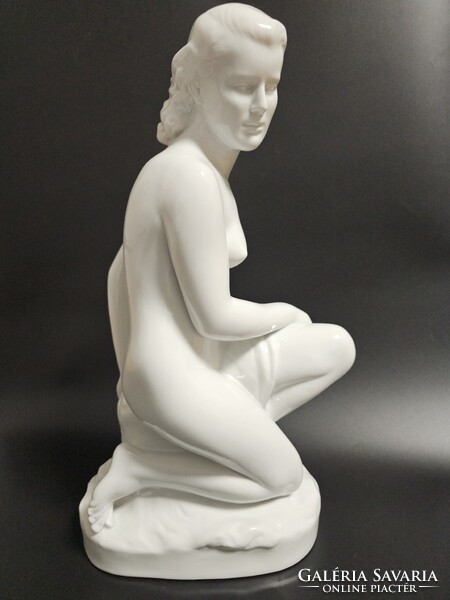 Hatalmas Herendi Térdelő Akt (Antik, 1930 körül)