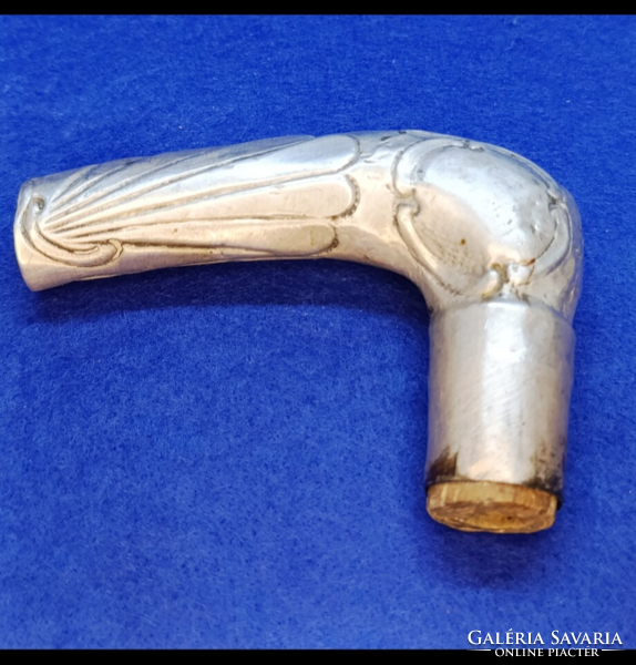 Szecessziós 750 finomságú ezüst sétapálca markolat, HJ mesterjeggyel 1867-1937