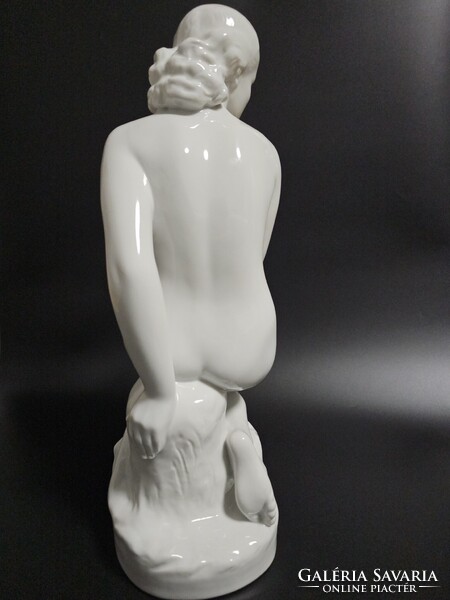 Hatalmas Herendi Térdelő Akt (Antik, 1930 körül)