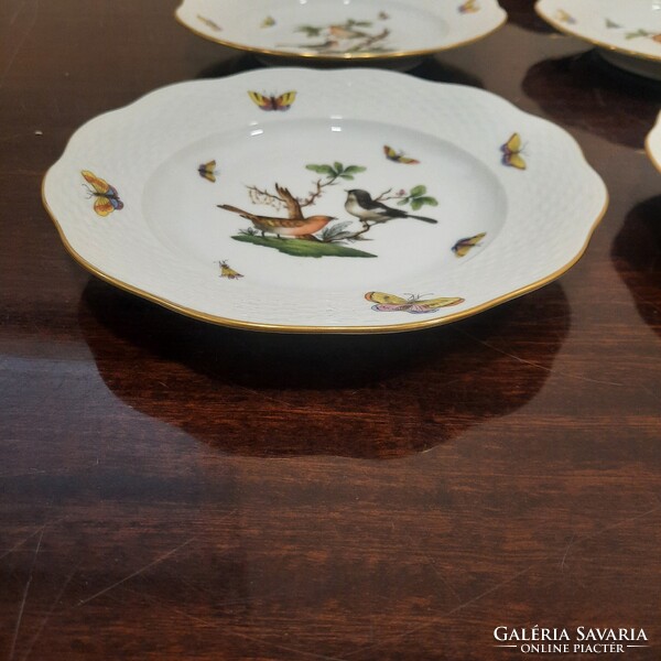 6 db Herendi Rothschild mintás porcelán süteményes tányér készlet