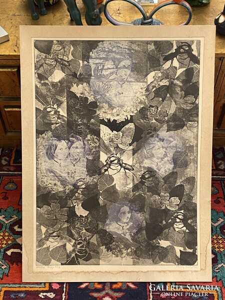 TASSY BÉLA (1942-) RÉGI KÉP, NAGYMÉRETŰ JELZETT RÉZKARC 67 X 49 CM