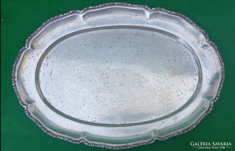 Ezüst ovális tálca,/800-as finomság/, 484 g ,Diána fémjellel és mesterjeggyel 19sz. vége