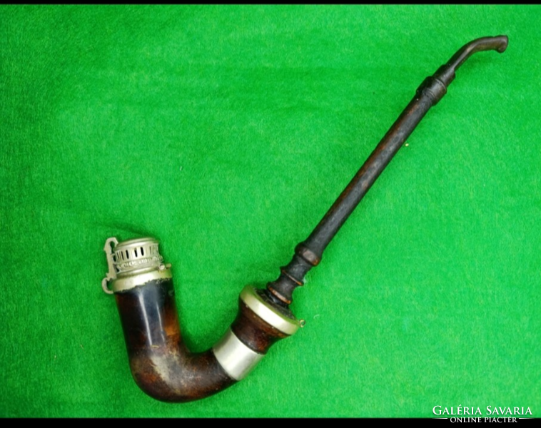 Tajtékpipa ,meggyfaszárral szaru csutorával 19 sz vége