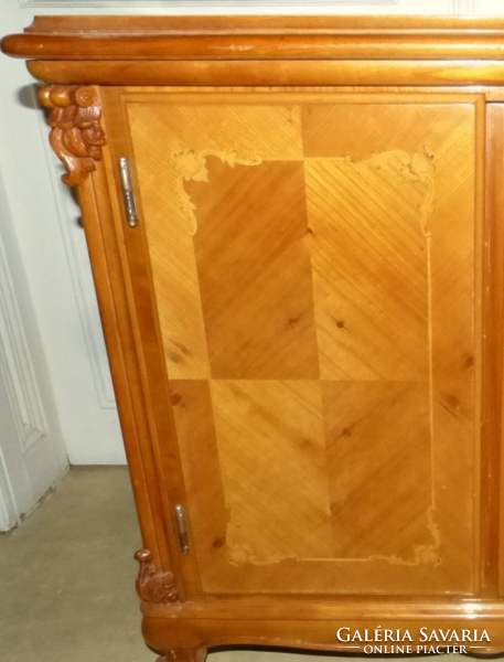 Restaurált cseresznyefa hanglemez szekrény / Gramofon-lemezjátszó állvány.