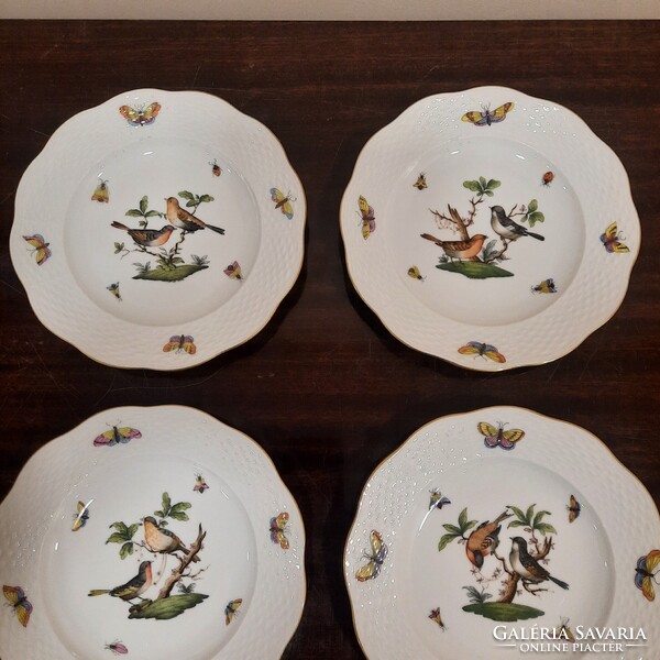 6 db Herendi Rothschild mintás porcelán süteményes tányér készlet