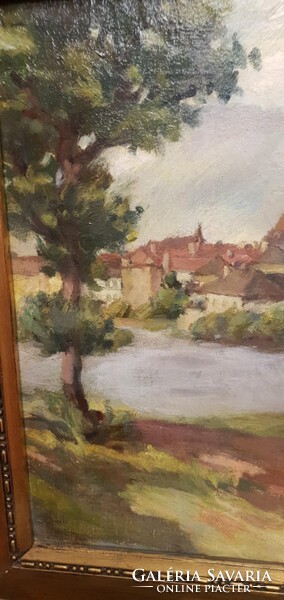 Fényes Adolf  1867 - 1945. Nagyon szépen megfestett tájkép. Olaj-vászon. 62x50cm kerettel.