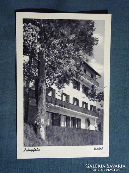 Képeslap,Leányfalu,MAHART üdülő látkép,részlet,1956-